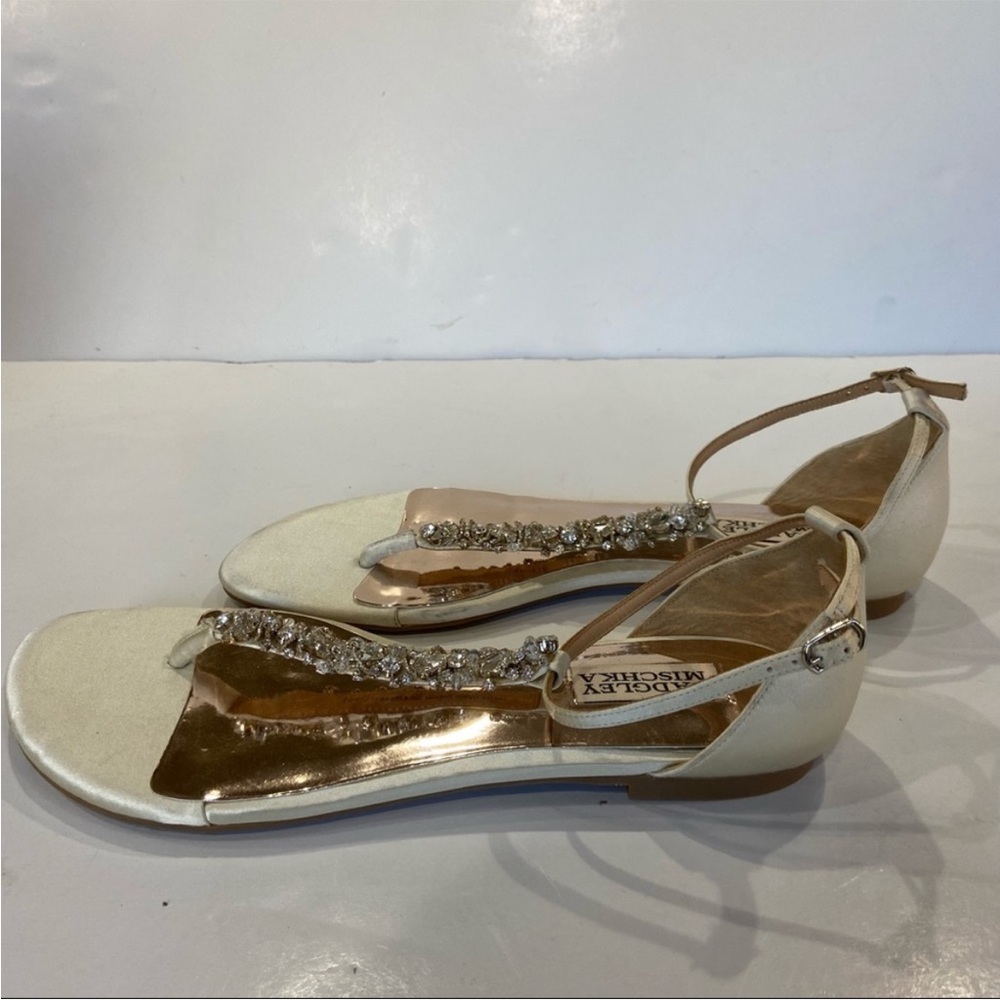 Badgley mischka rhinestone t-strap gladiator Sandals Flip Flops - Picture 9 of 10